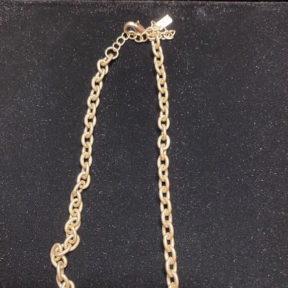 Gold Chain Necklace Hammered Finish Disks Dangles & Drops Boho Lux Style Choker - Picture 13 of 16